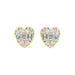 0.25CT Diamond Heart Shape Earrings In 10K Yellow Gold Round & Baguette Diamond Fashion Earrings For Women