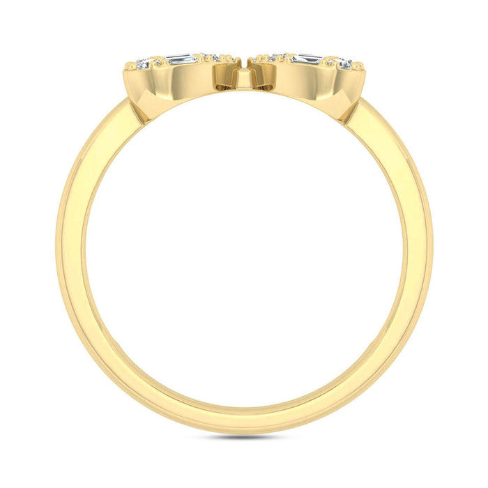 LADIES RING 0.25CT ROUND/BAGUETTE DIAMOND 14K YELLOW GOLD