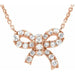 Ladies Natural Diamond Bow Necklace (I1, H-I) — 14K Rose Gold