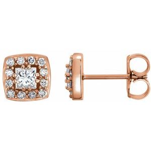 Ladies Natural Diamond Earrings — 14K Rose Gold