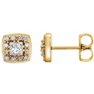 Ladies Natural Diamond Earrings — 14K Yellow Gold