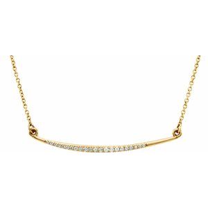 Ladies Natural Diamond Curved Bar Necklace (I1, G-H) — 14K Yellow Gold