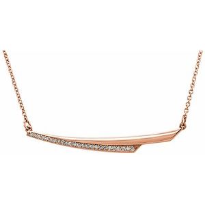 Ladies Natural Diamond Bar Necklace (I1, G-H) — 14K Rose Gold