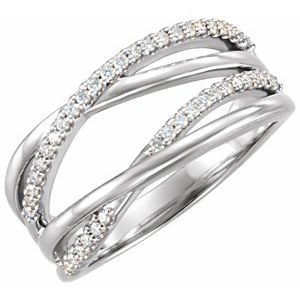 Ladies Natural Diamond Criss-Cross Ring — Platinum