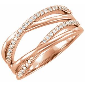 Ladies Natural Diamond Criss-Cross Ring — 14K Rose Gold
