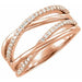 Ladies Natural Diamond Criss-Cross Ring — 14K Rose Gold