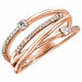 Ladies Natural Diamond Criss-Cross Ring — 14K Rose Gold