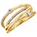 Ladies Natural Diamond Criss-Cross Ring — 14K Yellow Gold