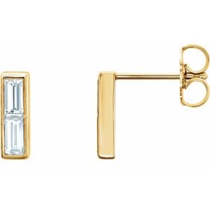 Ladies Natural Diamond Earrings — 14K Yellow Gold