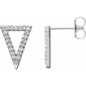 Ladies Natural Diamond Triangle Earrings — 14K White Gold