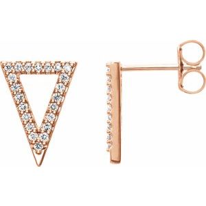 Ladies Natural Diamond Triangle Earrings — 14K Rose Gold