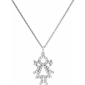 Ladies Natural Diamond Girl Necklace (I1, G-H) — Platinum