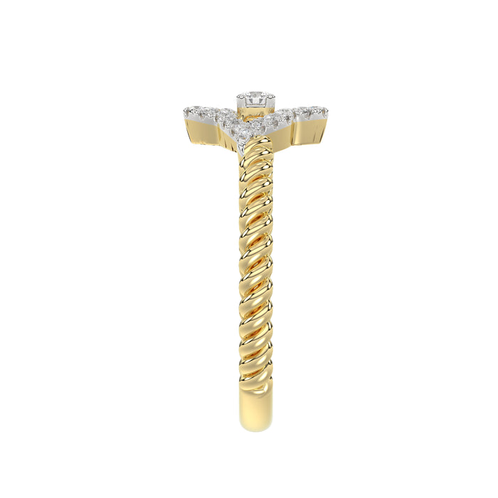 10K Yellow Gold Ladies Diamond Ring Featuring 0.15 Ct Round Diamonds. Stylish Fine Jewelry Piece Perfect For Daily Wear And Gifting.