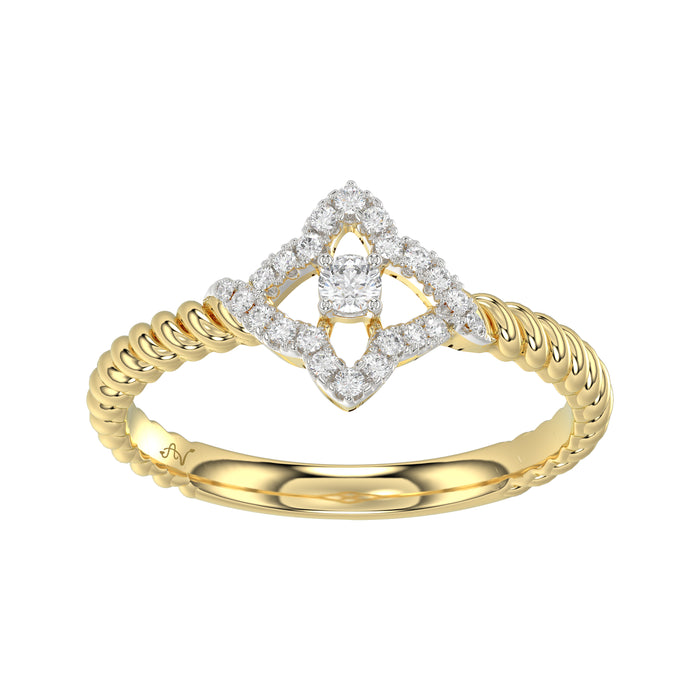 10K Yellow Gold Ladies Diamond Ring Featuring 0.15 Ct Round Diamonds. Stylish Fine Jewelry Piece Perfect For Daily Wear And Gifting.