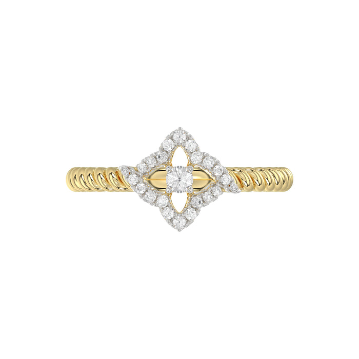10K Yellow Gold Ladies Diamond Ring Featuring 0.15 Ct Round Diamonds. Stylish Fine Jewelry Piece Perfect For Daily Wear And Gifting.
