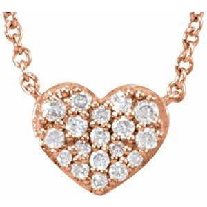 Ladies Natural Diamond Heart Necklace (I1, H-I) — 14K Rose Gold