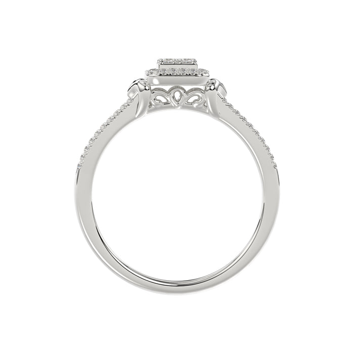 Ladies 0.20Ct Round Diamond Sterling Silver White Engagement Ring � Elegant Promise Ring For Women