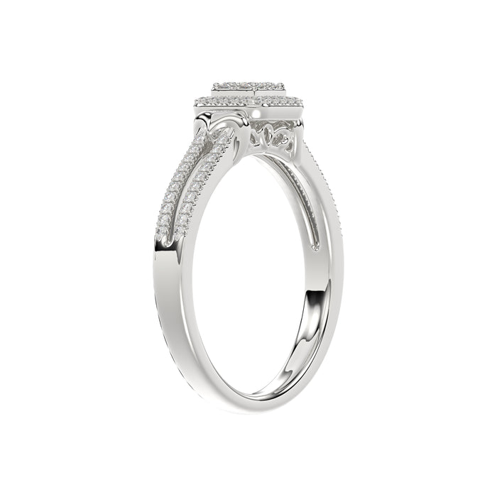 Ladies 0.20Ct Round Diamond Sterling Silver White Engagement Ring � Elegant Promise Ring For Women