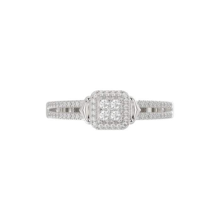 Ladies 0.20Ct Round Diamond Sterling Silver White Engagement Ring � Elegant Promise Ring For Women