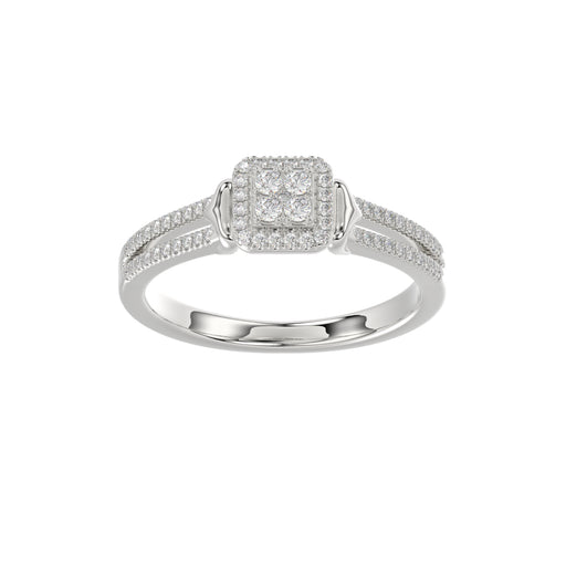 Ladies 0.20Ct Round Diamond Sterling Silver White Engagement Ring � Elegant Promise Ring For Women