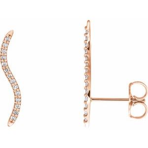 Ladies Natural Diamond Ear Climbers — 14K Rose Gold