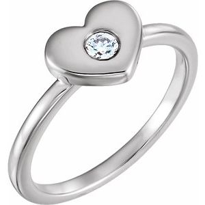 Ladies Natural Diamond Heart Ring (I1, G-H) — Sterling Silver