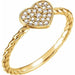 Ladies Natural Diamond Heart Rope Ring (I1, G-H) — 14K Yellow Gold
