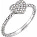 Ladies Natural Diamond Heart Rope Ring (SI2-SI3, G-H) — Platinum