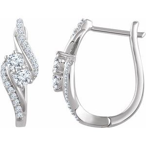 Ladies Natural Diamond Earrings (I1, H+) — 14K White Gold