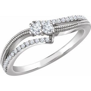 Ladies Natural Diamond Two-Stone Ring (I1, H+) — 14K White Gold