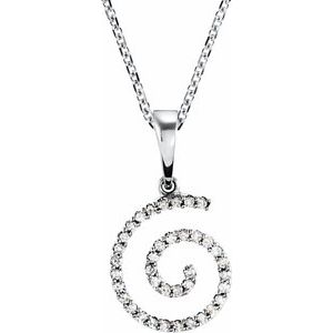 Ladies Natural Diamond Spiral Necklace (I1, G-H) — 14K White Gold