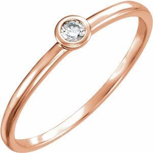Ladies Natural Diamond Bezel-Set Ring (I1, H-I) — 14K Rose Gold