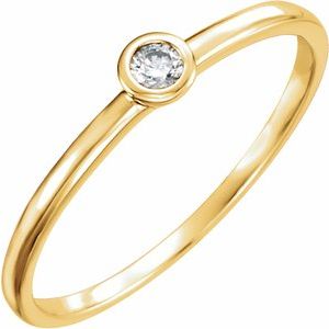 Ladies Natural Diamond Bezel-Set Ring (I1, H-I) — 14K Yellow Gold