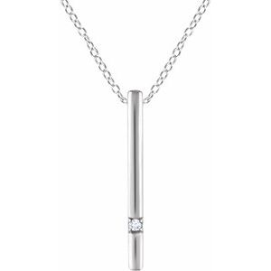 Ladies Natural Diamond Bar Necklace (I1, H+) — 14K White Gold