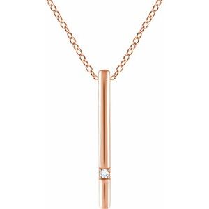 Ladies Natural Diamond Bar Necklace (I1, H+) — 14K Rose Gold