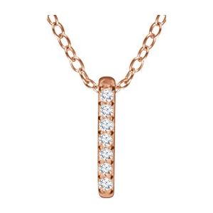 Ladies Natural Diamond Bar Necklace (I1, H+) — 14K Rose Gold