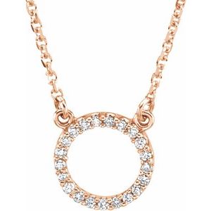 Ladies Natural Diamond Circle Necklace (I1, G-H) — 14K Rose Gold