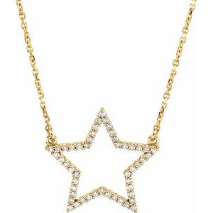 Ladies Natural Diamond Star Necklace (I1, G-H) — 14K Yellow Gold