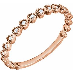 Ladies Natural Diamond Stackable Heart Ring (I1, H-I) — 14K Rose Gold