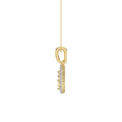 Elegant 10K Yellow Gold Ladies Teardrop Nugget Pendant Featuring A Cluster Of 0.20 Ct Round Diamonds. Includes Chain