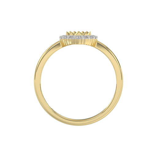 10K Yellow Gold Round Diamond Halo Ring With Nugget Design For Women. A Sparkling And Elegant 0.20 Ct Fine Jewelry Ring Perfect For Gifting.