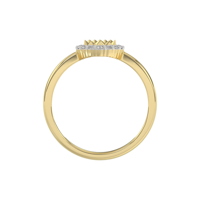 10K Yellow Gold Round Diamond Halo Ring With Nugget Design For Women. A Sparkling And Elegant 0.20 Ct Fine Jewelry Ring Perfect For Gifting.