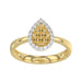 10K Yellow Gold Round Diamond Halo Ring With Nugget Design For Women. A Sparkling And Elegant 0.20 Ct Fine Jewelry Ring Perfect For Gifting.