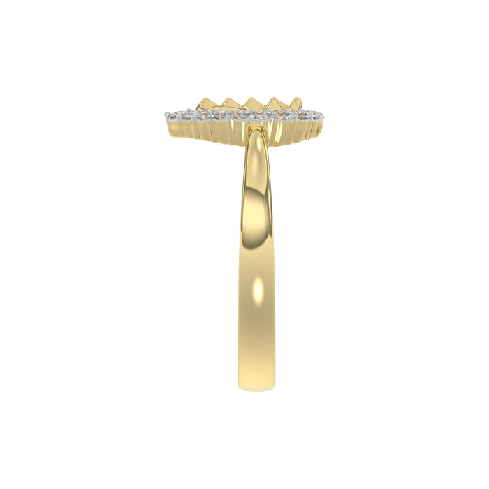 10K Yellow Gold Round Diamond Halo Ring With Nugget Design For Women. A Sparkling And Elegant 0.20 Ct Fine Jewelry Ring Perfect For Gifting.