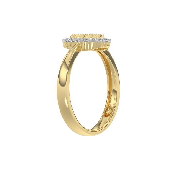 10K Yellow Gold Round Diamond Halo Ring With Nugget Design For Women. A Sparkling And Elegant 0.20 Ct Fine Jewelry Ring Perfect For Gifting.