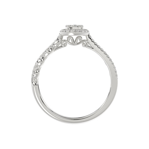 Adies 0.25Ct Round Diamond Sterling Silver White Promise Ring � Halo Oval Design With Split Shank, Elegant Women�S Jewelry