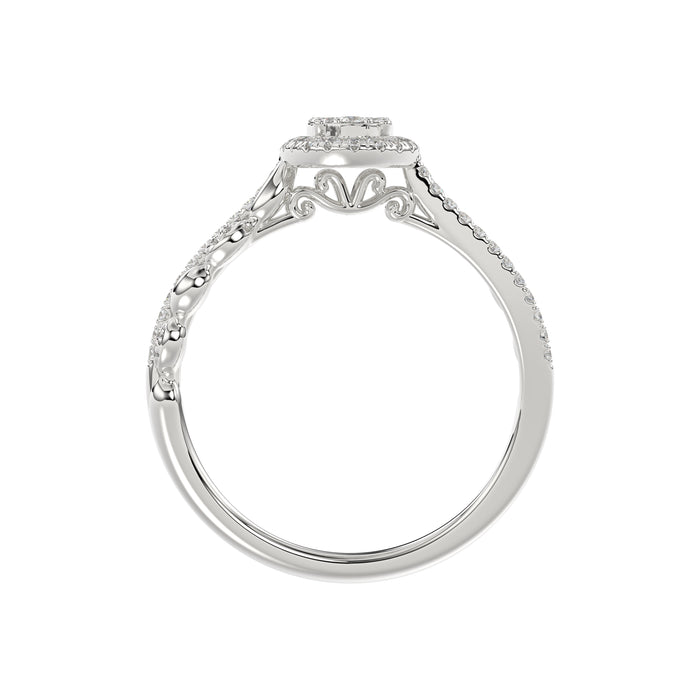 Adies 0.25Ct Round Diamond Sterling Silver White Promise Ring � Halo Oval Design With Split Shank, Elegant Women�S Jewelry