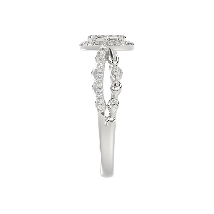 Adies 0.25Ct Round Diamond Sterling Silver White Promise Ring � Halo Oval Design With Split Shank, Elegant Women�S Jewelry