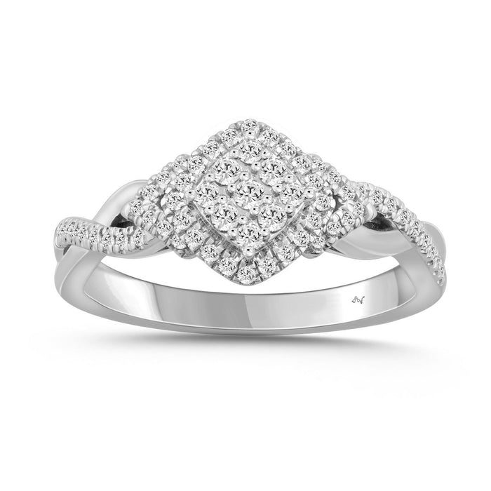 Ladies Sterling Silver 0.25CT Round Diamond Fashion Ring Modern Jewelry Design