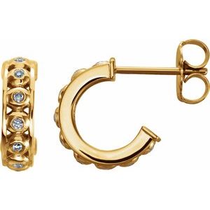 Ladies Natural Diamond 10.73 mm Hoop Earrings (I1, G-H) — 14K Yellow Gold